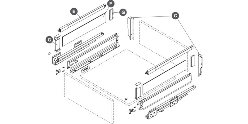 MXS Side Rect Rail 450mm Gry