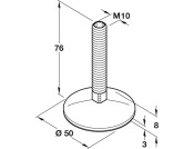 Plinth Adj Screw M10x60mm D50mm BSS/Blk