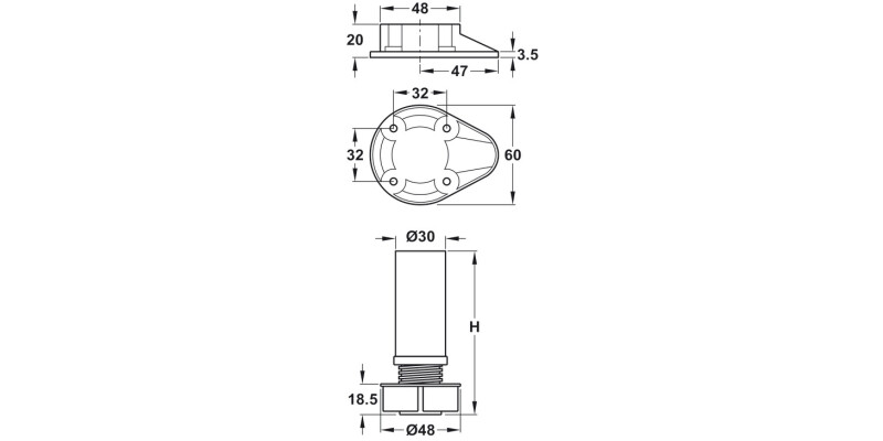 Plinth Feet Set 150mm SF Pl Blk x1