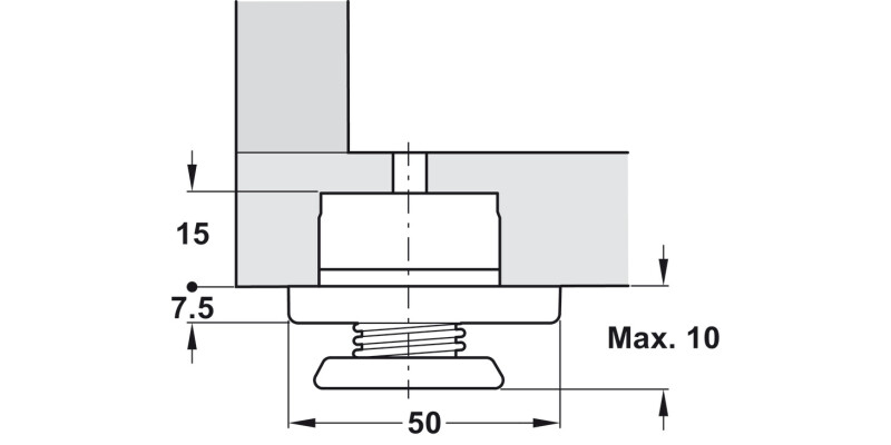 Leveller Adjuster D50mm 175kg ZA/Pl Blk