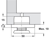 Leveller Adjuster D50mm 175kg ZA/Pl Blk