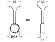 W/Robe Centre Support D25mm ZA Ant Brs