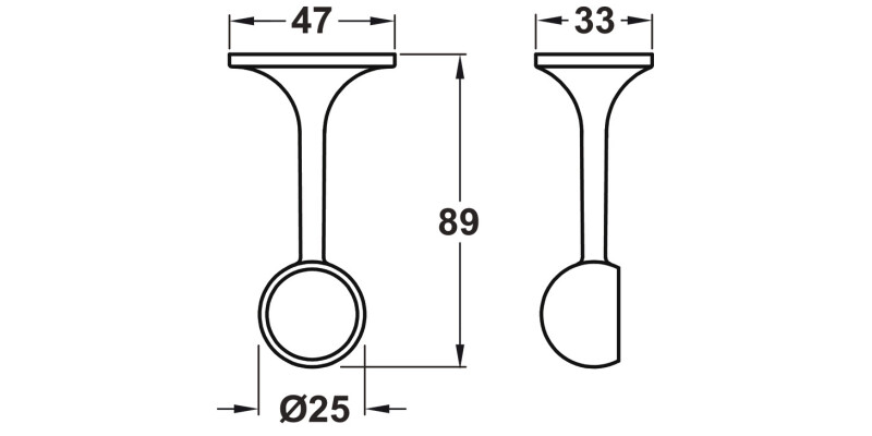 W/Robe Rail End Support D25mm ZA M.Blk
