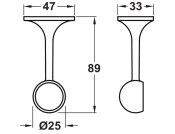 W/Robe Rail End Support D25mm ZA M.Blk