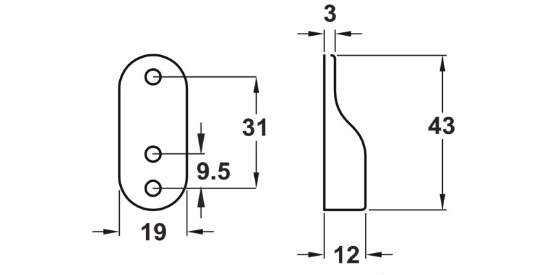W/Robe Socket  for Oval Rails ZA M.Blk