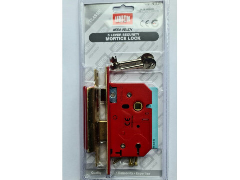 UNION 2201 - 5 LEVER 2.5 INCH MORTICE SASH LOCK POLISHED BRASS Y2201-PL-2.50