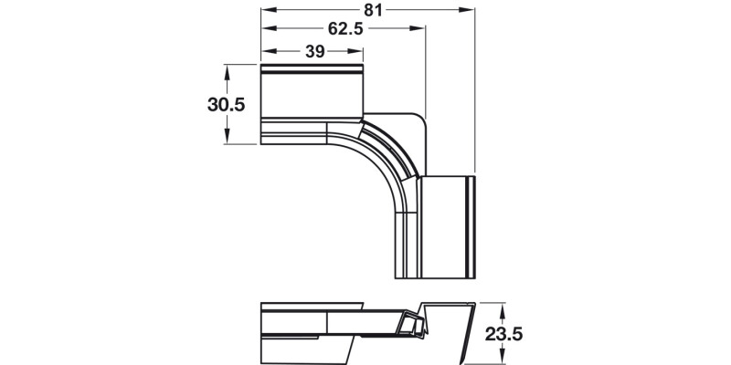 Loox5C Flex LED1350 Plinth Inr Crn Blk