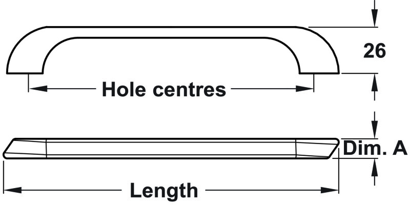 Ashbourne Bar Alu Pol Chr D12mm 160mm cc