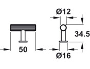 Langham T Knob Brs Sat 50mm