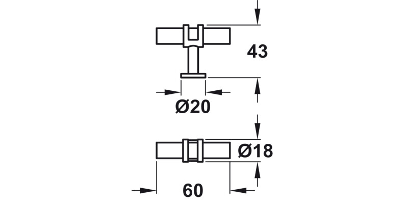 Barchester T Knob Dbl Iron SN 60x43mm