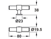 Harlington T Knob St Matt Blk 80x38mm