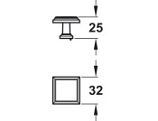 Palladium Knob ZA ORB 32x32x25mm