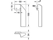 Foldo Pull Hdl ZA AntiBac Blk RH 16mm cc