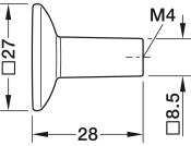 Ashton Knob ZA Graphite Col 27x28mm