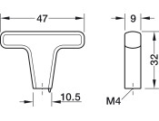 Conica Knob ZA Graphite Col 47x32mm