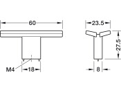 Split Knob ZA Bru Gld Col 60x27.5mm