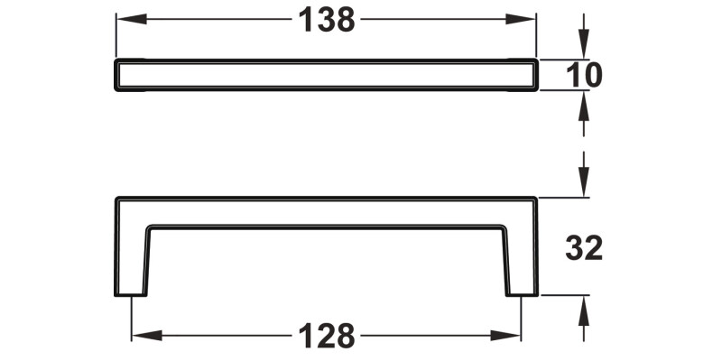 Square10 Pull Hdl Ocean Pl Blk 128mm cc