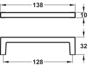 Square10 Pull Hdl Ocean Pl Blk 128mm cc