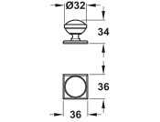 Albury Knob+BP Brass Pol Nkl D32x34mm