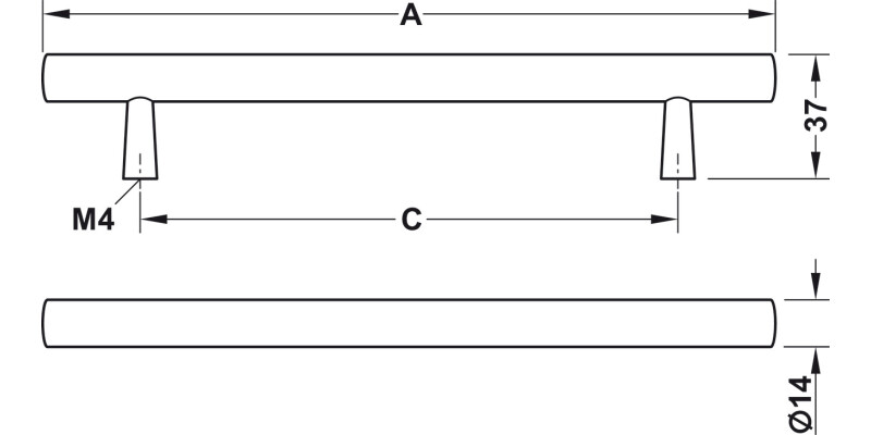 Tilaa Bar Hdl Oak Unfin/SS Col 160mm cc