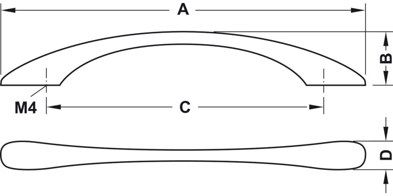 Sway Bow Hdl Walnut Unfin 160mm cc