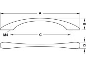 Sway Bow Hdl Walnut Unfin 160mm cc