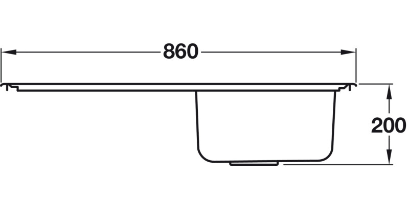 Veneto 860x500mm 1.0B Sink LHD 304 SSS
