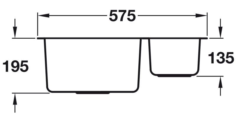 Murano 575x440mm 1.5B RH HB Sink 304 SSS
