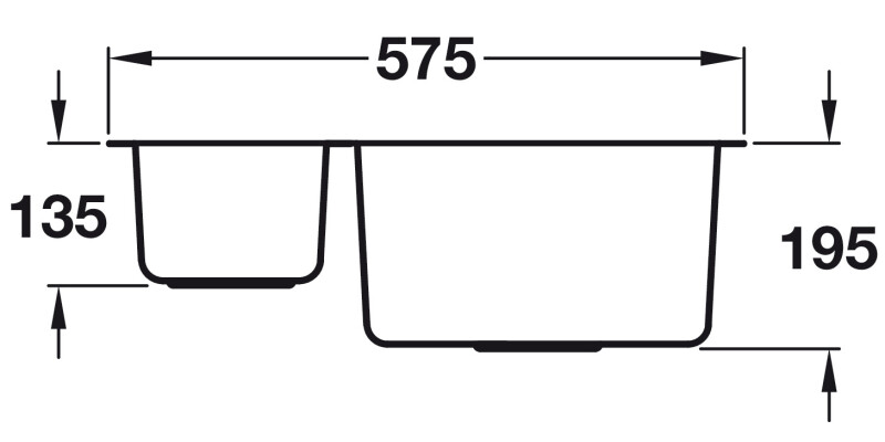 Murano 575x440mm 1.5B LH HB Sink 304 SSS