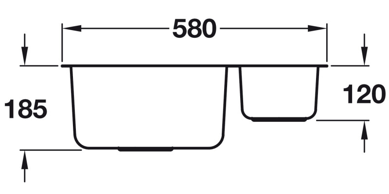 Christina 580x450mm 1.5B Rev Sink 304PSS