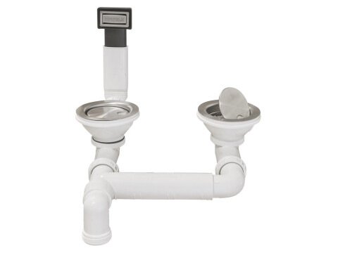 Waste and Overflow Set, Space Saving, Double, H&auml;fele