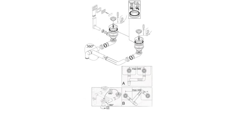 Hafele Lax Waste+Overflow Set - Dbl SS