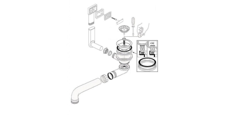 Hafele Lax Waste+Overflow Set - Dbl SS