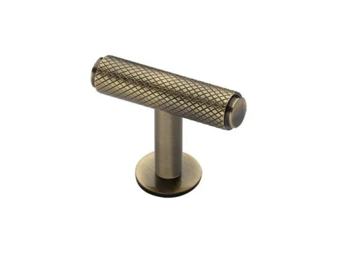 M.Marcus Heritage Brass Knurled T-Bar Cupboard Knob on Rose