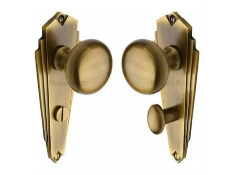 M.Marcus Heritage Brass Broadway Door Knob on Backplate - Pair