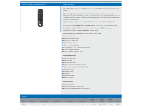 PULSAR RFID DIGITAL COMBINATION LOCK 3786