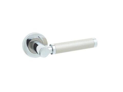 Charlotte Door Handle on Rose - Polished Chrome & Satin Nickel - Pair