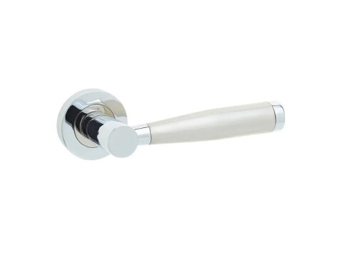 Alexander Door Handle on Rose - Polished Chrome & Satin Nickel - Pair