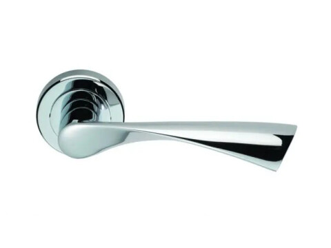 Serozzetta - Breeze Door Handle on Rose - Polished Chrome - Pair