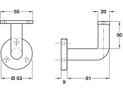 D53mm Handrail Bracket 81mm 316 SSS