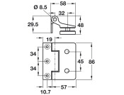 Fernando Slim Gls Door Hinge 86x57mm SNP