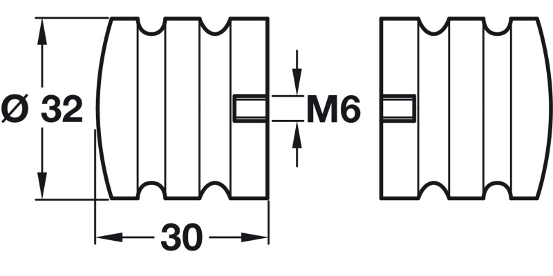 Shower Dr Knob Set B2B D32x30mm Brs PCP