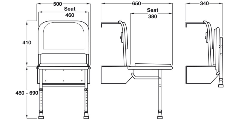 Nyma Doc M Shower Seat w Legs Wht/Grey