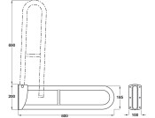 Nyma Pro Hinged Sup Rail 800mm St Wht