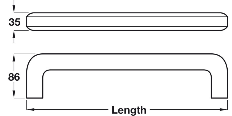 PBA ProCAP Horiz Rail D35x400mm Gry