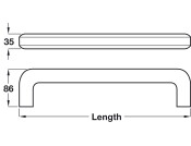 PBA ProCAP Horiz Rail D35x400mm Gry
