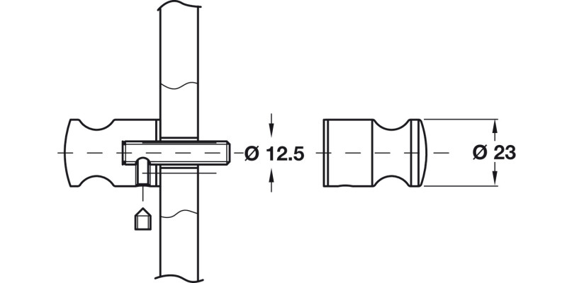 PBA Cub/Gls Double Fixed Knob 316L SSS