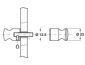 PBA Cub/Gls Double Fixed Knob 316L SSS