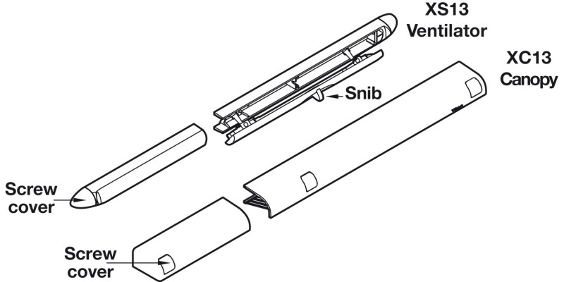 Tvent Select XS13 Vent+Canopy 497mm Wht