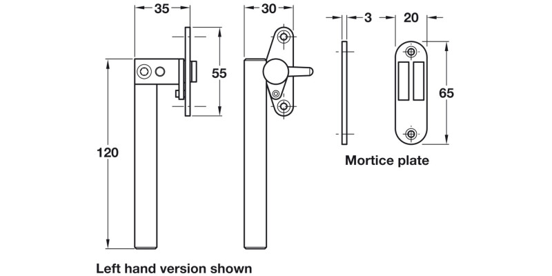 Casement Fastener Lockable LH SSS